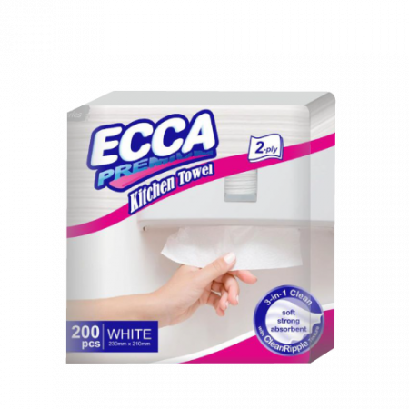 Ecca Premium դիսպենսերի երկշերտ թղթե սրբիչ 200 հատ