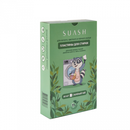 Suash зеленый чай эко пластинки для стирки 60 шт