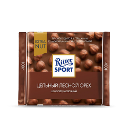 Ritter Sport կաթնային շոկոլադե սալիկ պնդուկով 100գ