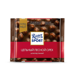 Ritter Sport մուգ շոկոլադե սալիկ պնդուկով 100գ